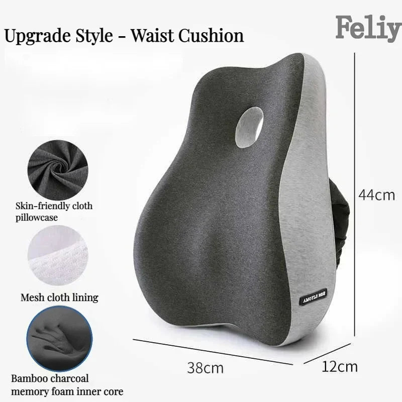 Memory Foam Waist Cushion - Ergonomic Lumbar Support for Office Chair, Car Seat, Orthopedic Posture Correction