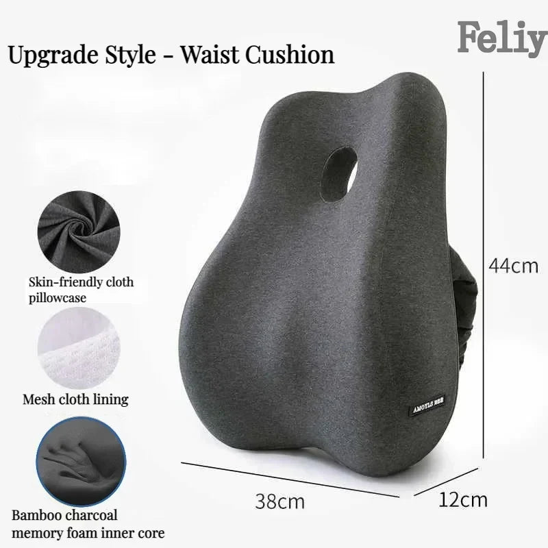 Memory Foam Office Chair Cushion with Bamboo Charcoal for Back Support and Lumbar Pain Relief