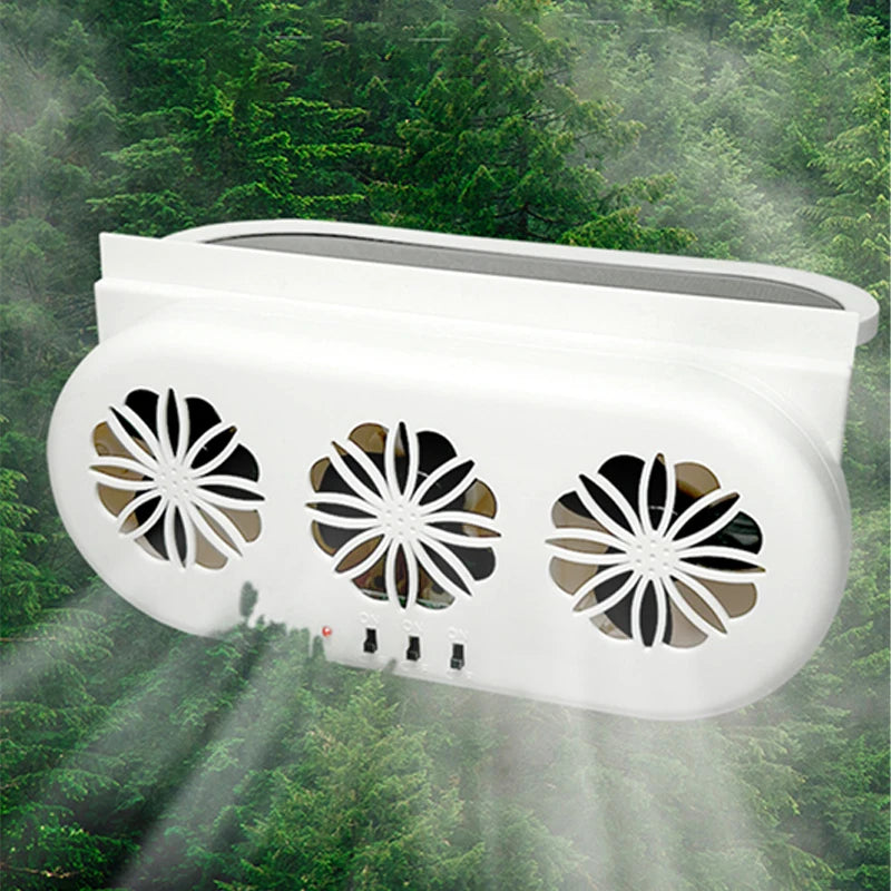 Stylish Solar-Powered Car Fan: Mounted Ventilation Unit for Vehicle Cooling and Air Circulation