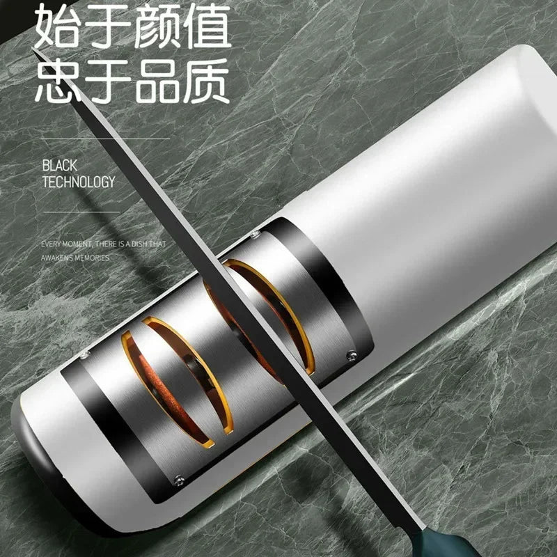 USB Electric Knife Sharpener Automatic Adjustable Rechargable Kitchen Knives Scissor Home Fast Sharpening - naiveniche