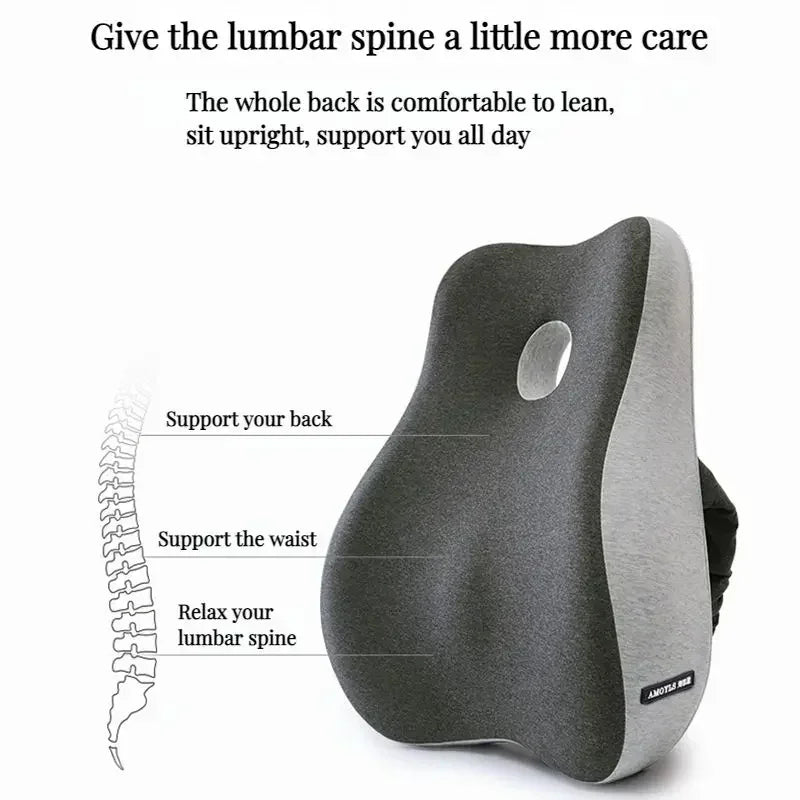 Comfortable memory foam office chair cushion
Supportive lumbar pillow for back and waist
Ergonomic orthopedic design to relax the lumbar spine
Massage cushion for car seat, desk chair, or home use