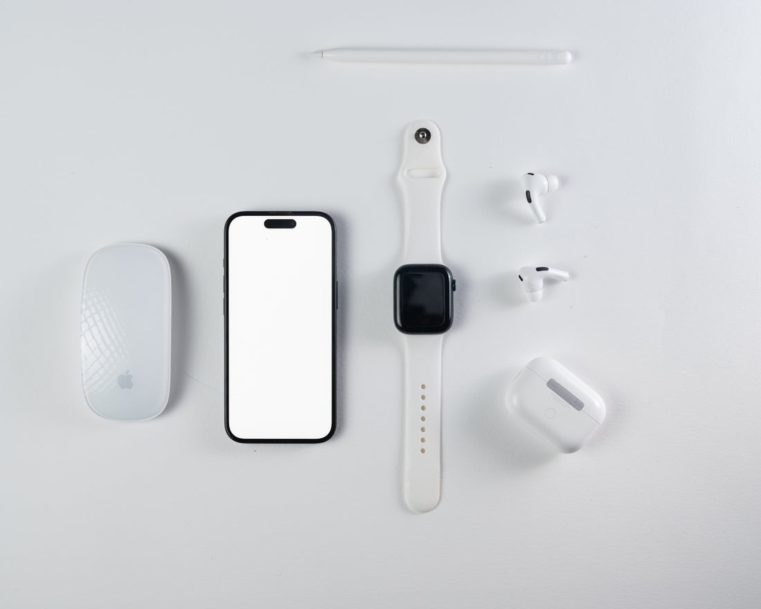 Apple accessories on a white background.