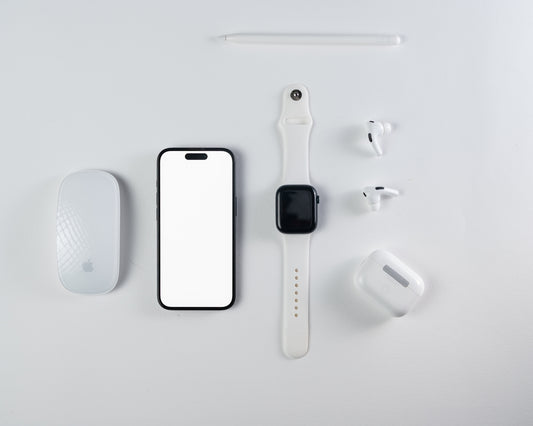 Apple accessories on a white background.
