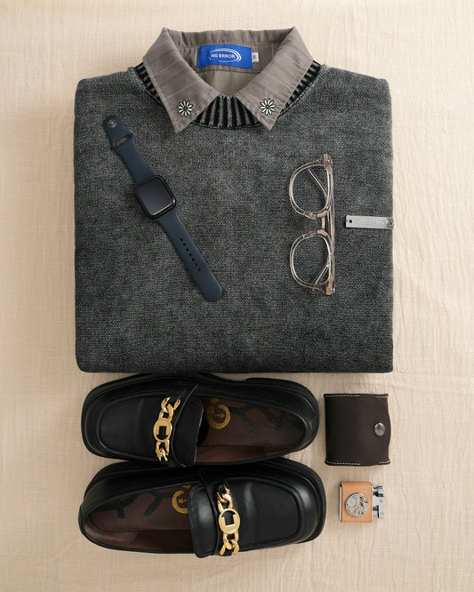 Flat lay of men's accessories and clothing