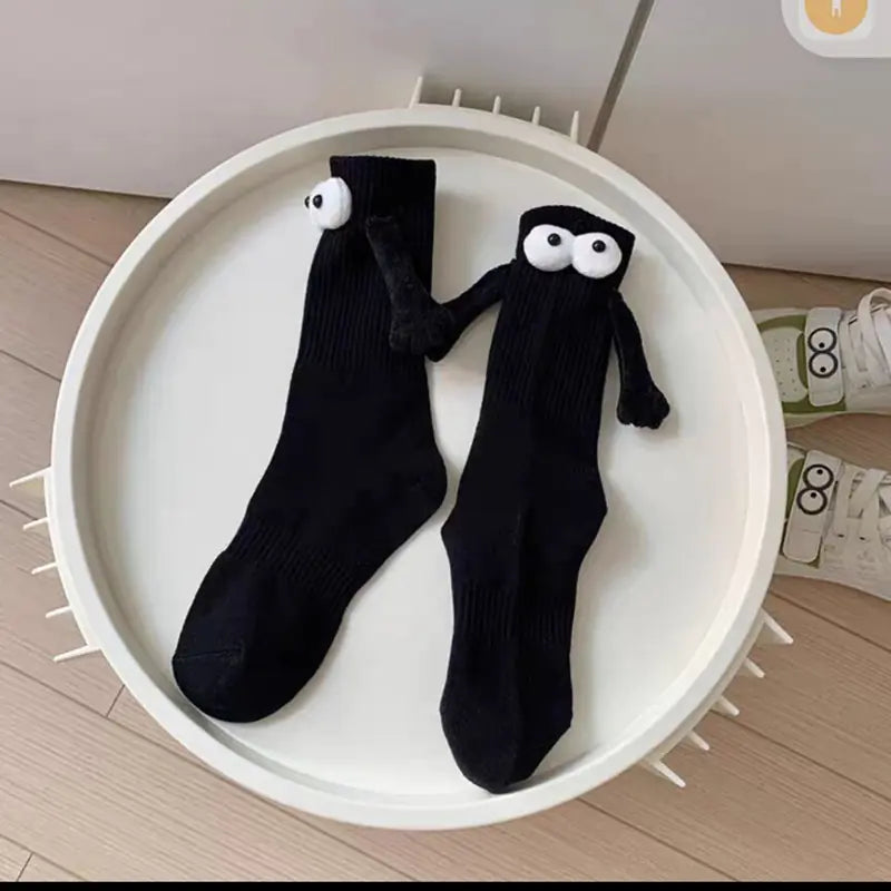 Cute Solid Color Kids' Mid-Calf Socks with Googly Eyes