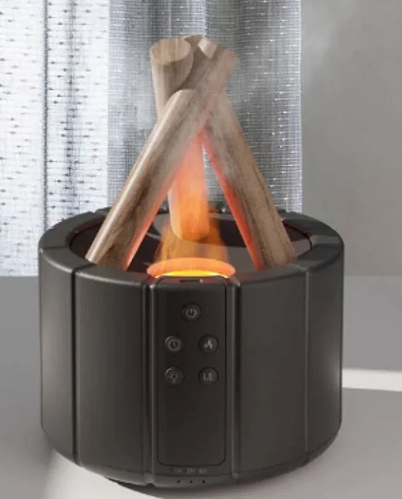 Cozy Home Office Desktop Humidifier: Compact, flame-like design with controls for a soothing ambiance in your workspace.