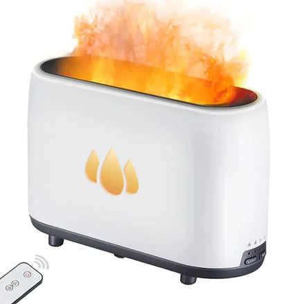 White and orange home office desktop humidifier with water vapor and remote control