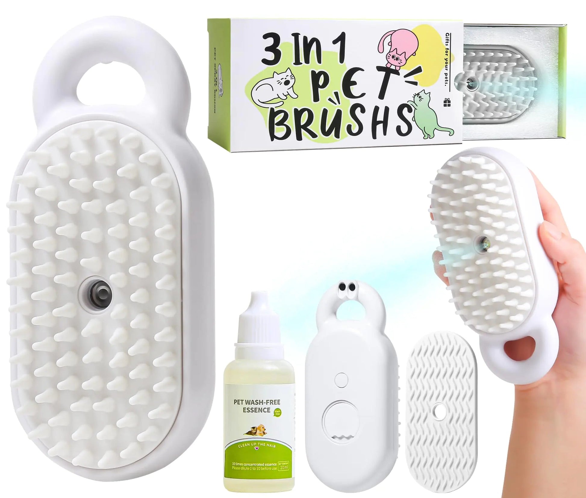 Cat Steam Brush Pet Steam Brush Spray Comb for Cats Massage SheddingWater Brush for Dogs/Cats Steaming Cat Grooming Brush for Removing Tangled and Loose Hair Steam Brush for Cats (White) naiveniche