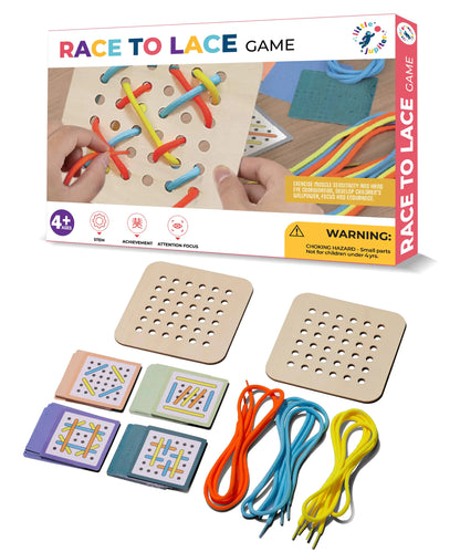 Race To Lace - Perfect Home or Travel Games for Kids and Adults - Ideal for 8-12 Years old - Solo or 2+ Players for for 4+ Years & Up - Car Games Airplane Games Family & Kids Games - Road Trip Games