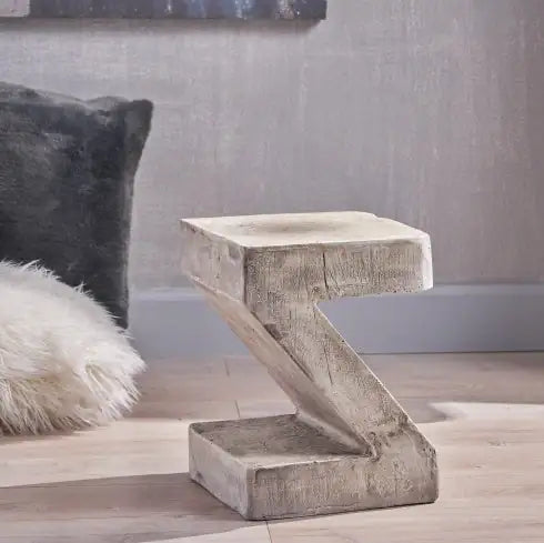 Decorative Sculptural Modern Gray Concrete Swirl Side Table naiveniche