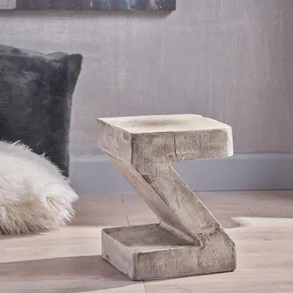 Decorative Sculptural Modern Gray Concrete Swirl Side Table naiveniche
