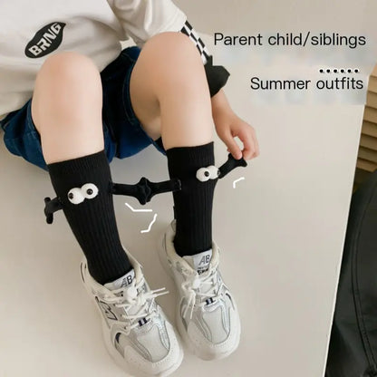 Cute Solid Color Kids' Mid-Calf Socks with Playful Critter Designs for Summer Family Outfits