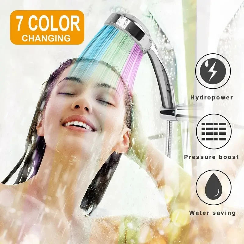 7 Colors Changing LED Shower Head Rainfall Shower Sprayer Water Saving Showerhead Bathroom Accessories Replacement Shower Head - naiveniche
