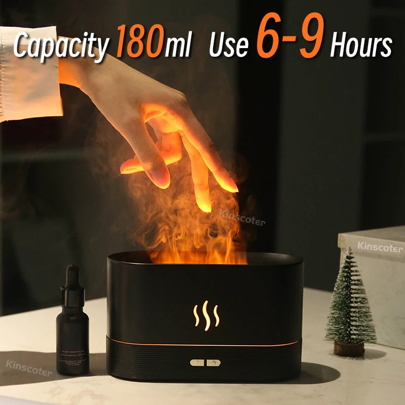 Kinscoter Aroma Diffuser Air Humidifier Ultrasonic Cool Mist Maker Fogger Led Essential Oil Flame Lamp Difusor - naiveniche