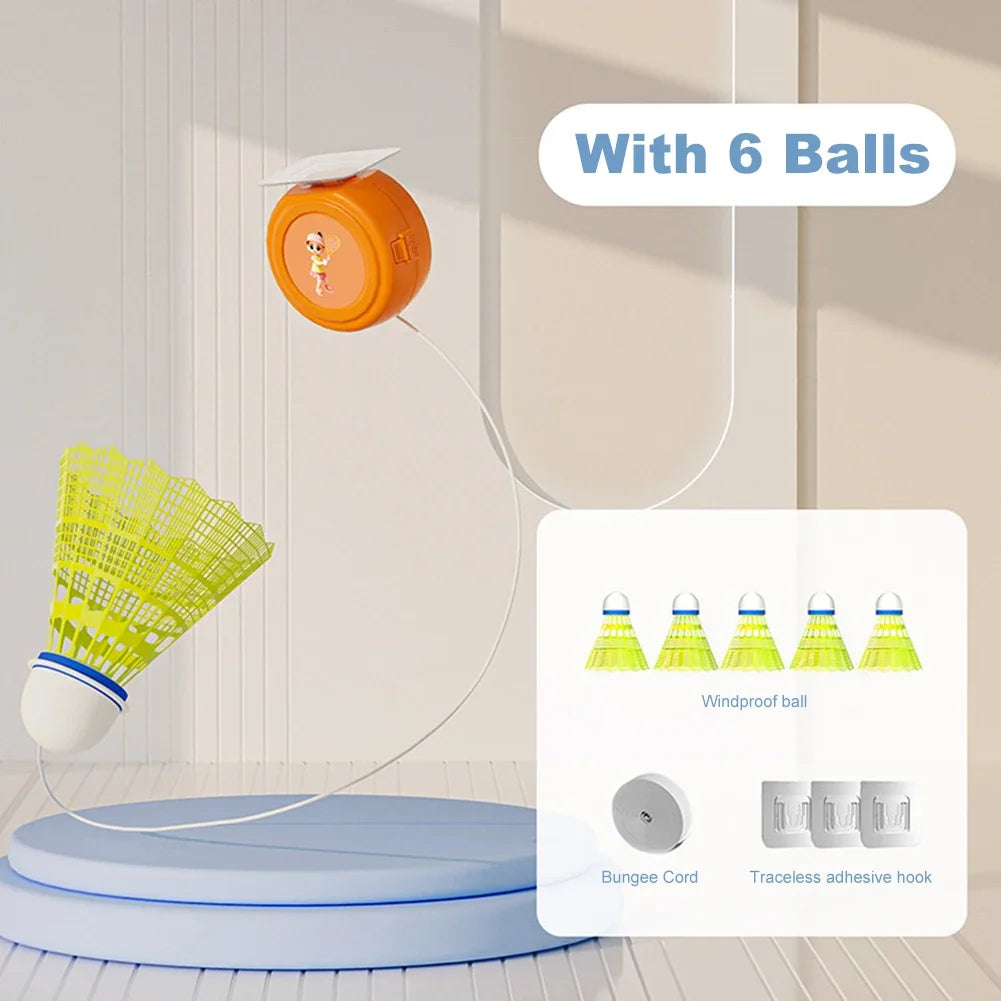 Self-Study Badminton Trainer with 6 Balls - Portable Stretch Practice Machine for Indoor Training
