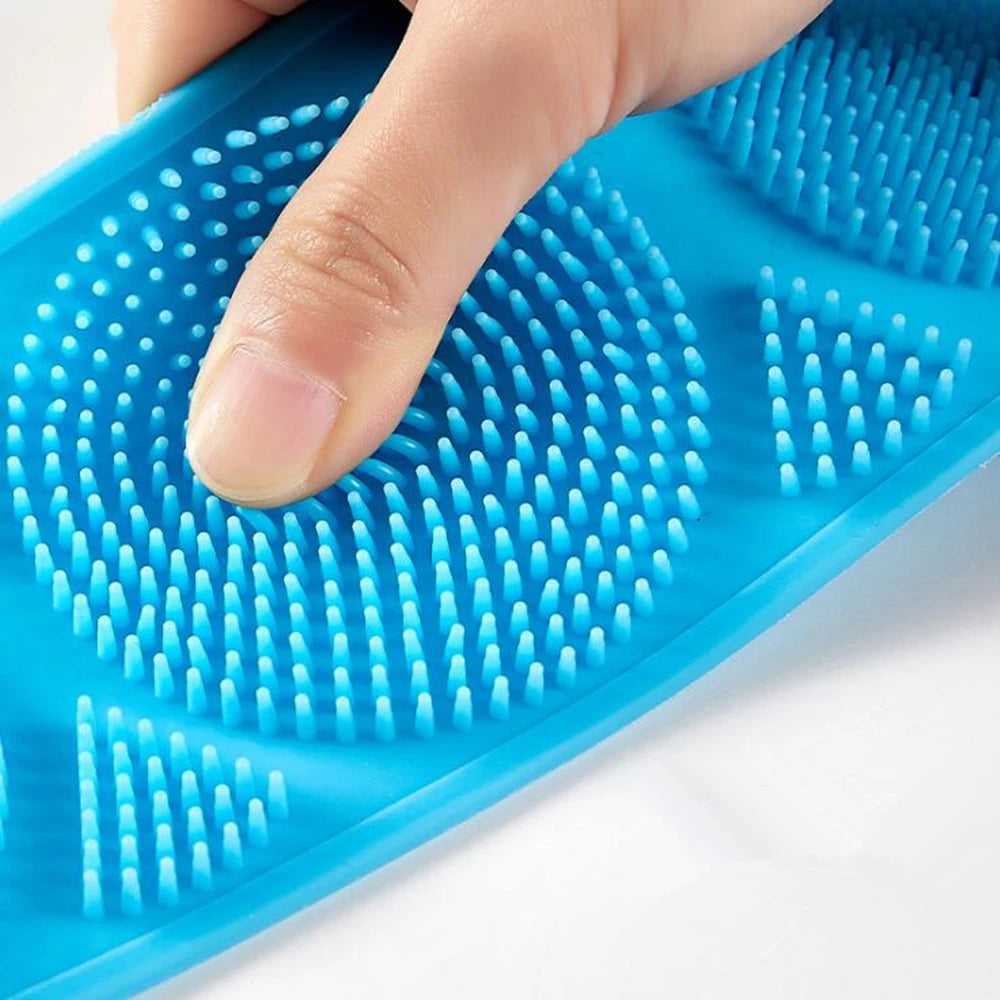 1pc Silicone Body Scrubber Bath Brush Shower Exfoliating Brush Belt Back Scrub Body Cleaner Cleaning Strap Bathroom Accessories - naiveniche