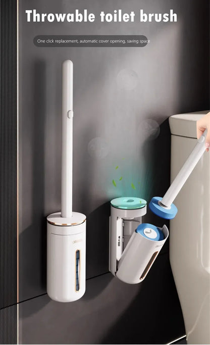 Disposable Toilet Brush Wall-Mounted Cleaning Tool for Bathroom Replacement Brush Head Toilet Cleaning Brush Set Wc Accessories