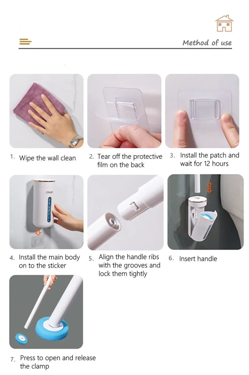 Disposable Toilet Brush Wall-Mounted Cleaning Tool for Bathroom Replacement Brush Head Toilet Cleaning Brush Set Wc Accessories