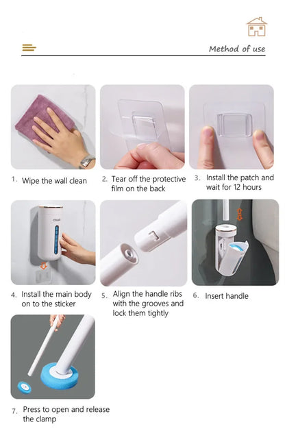 Disposable Toilet Brush Wall-Mounted Cleaning Tool for Bathroom Replacement Brush Head Toilet Cleaning Brush Set Wc Accessories