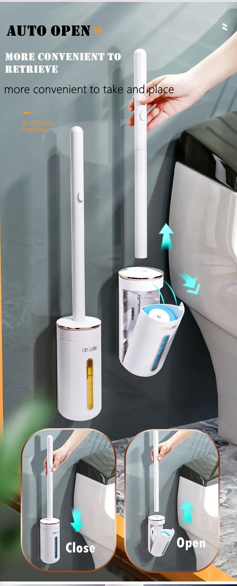 Disposable Toilet Brush Wall-Mounted Cleaning Tool for Bathroom Replacement Brush Head Toilet Cleaning Brush Set Wc Accessories