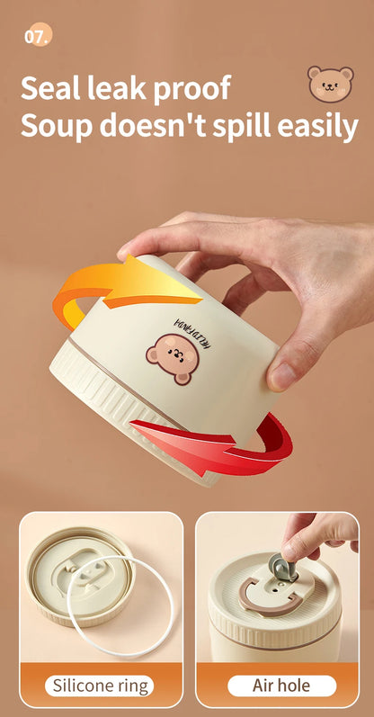 WORTHBUY Portable Insulated Lunch Box 304 Stainless Steel Fruit Salad Food Container Leak-proof Bento Box Microwave Heatable