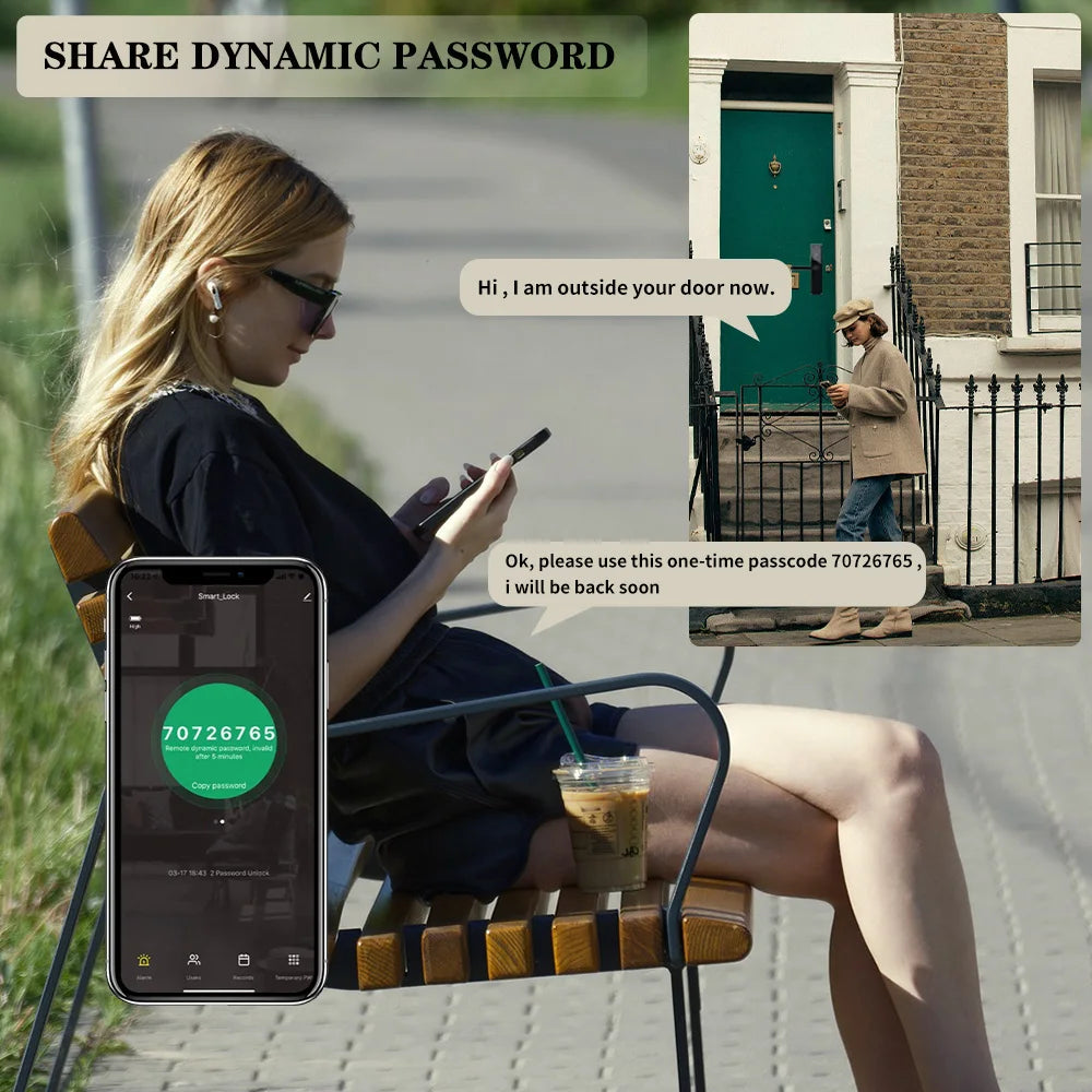 Tuya Digital Electronic Lock Smart Door Lock with Biometric Fingerprint Password Remote Control Unlocking and Keyless Entry - naiveniche