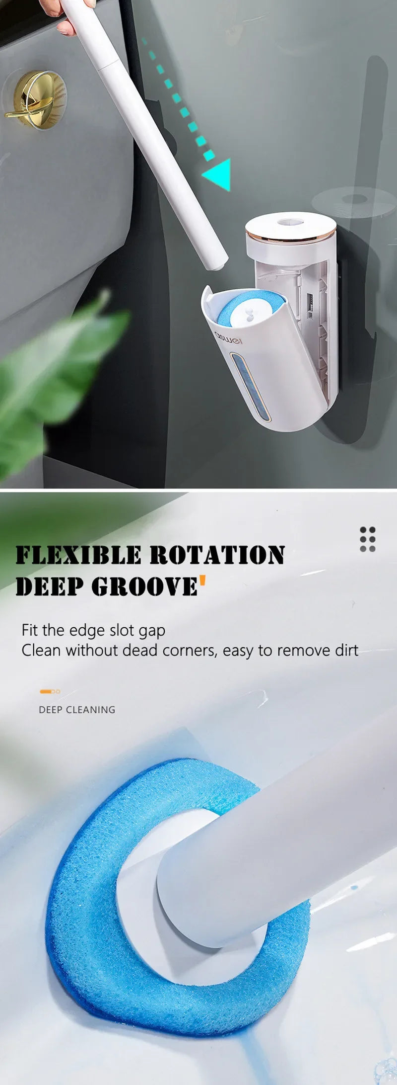Disposable Toilet Brush Wall-Mounted Cleaning Tool for Bathroom Replacement Brush Head Toilet Cleaning Brush Set Wc Accessories