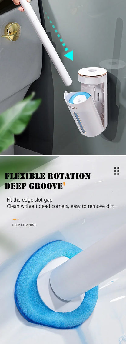 Disposable Toilet Brush Wall-Mounted Cleaning Tool for Bathroom Replacement Brush Head Toilet Cleaning Brush Set Wc Accessories