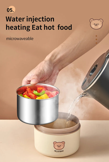 WORTHBUY Portable Insulated Lunch Box 304 Stainless Steel Fruit Salad Food Container Leak-proof Bento Box Microwave Heatable