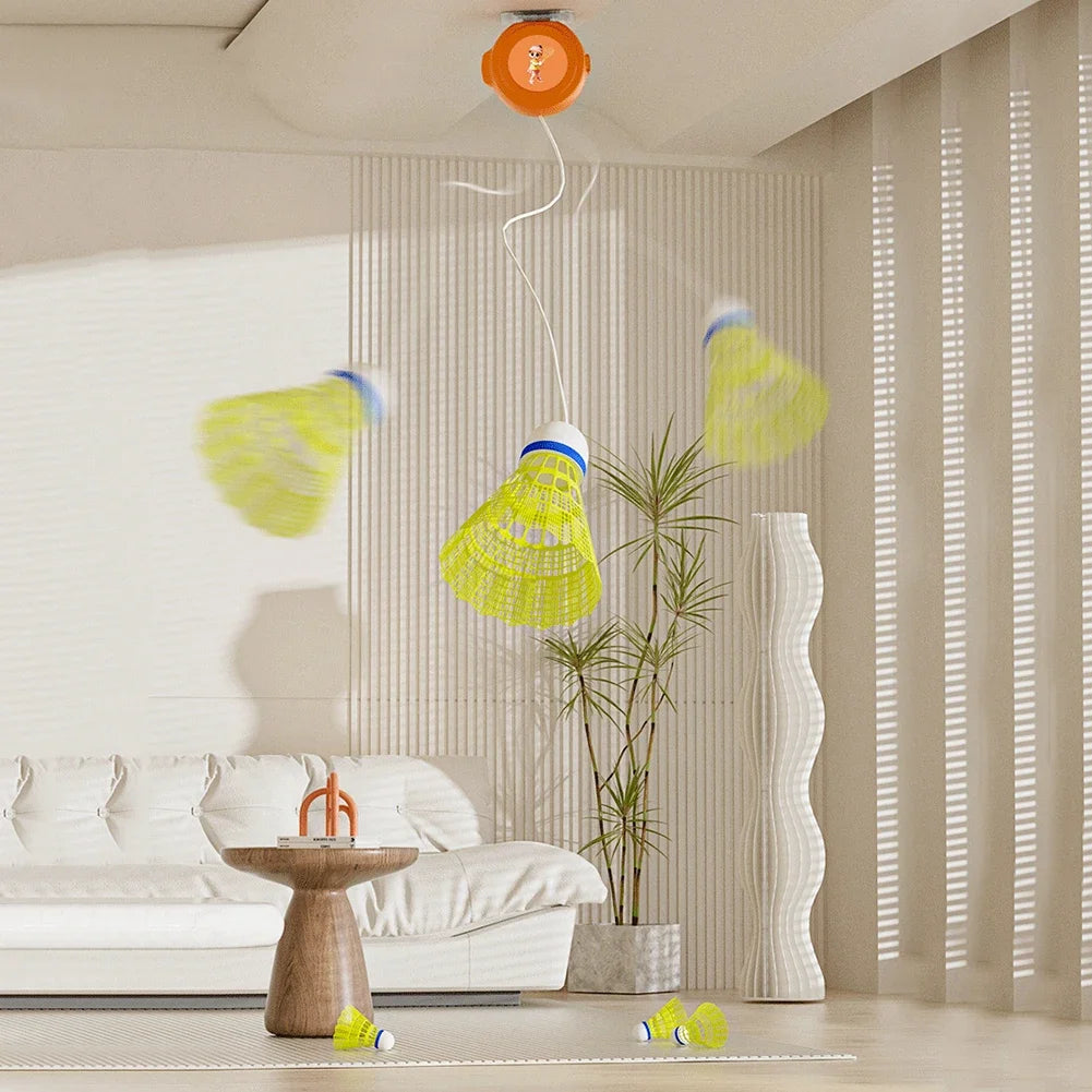 Self Study Badminton Trainer: Portable Stretch Practice Machine for Indoor Play