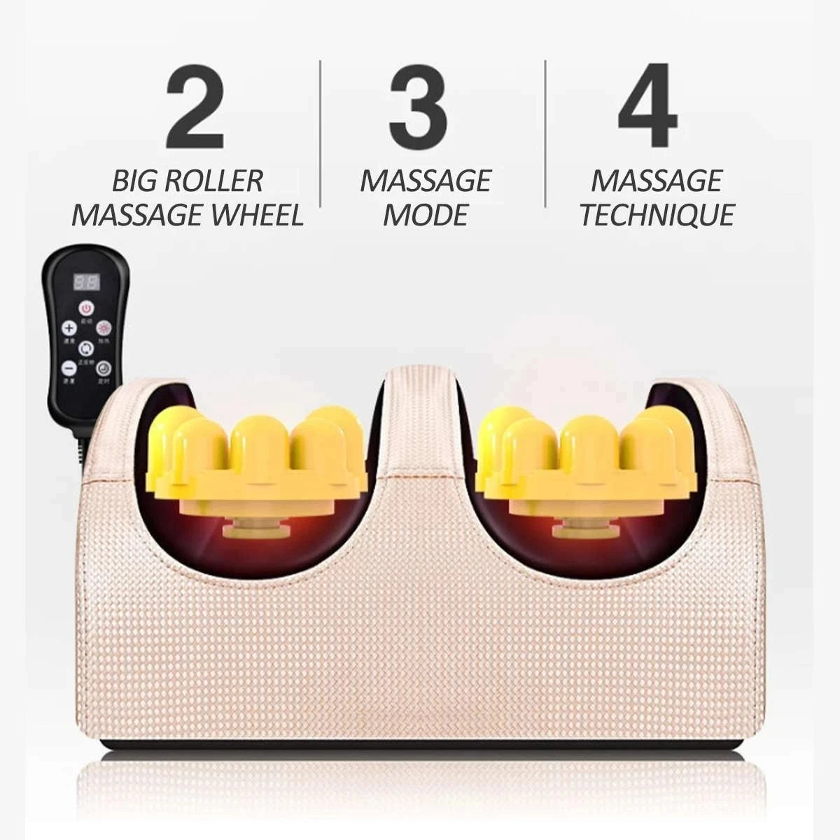 Electric Foot Leg Massager Shiatsu Therapy Calf Relaxation Health Care Infrared Heating Kneading Roller Deep Relieve Foot Pain - naiveniche