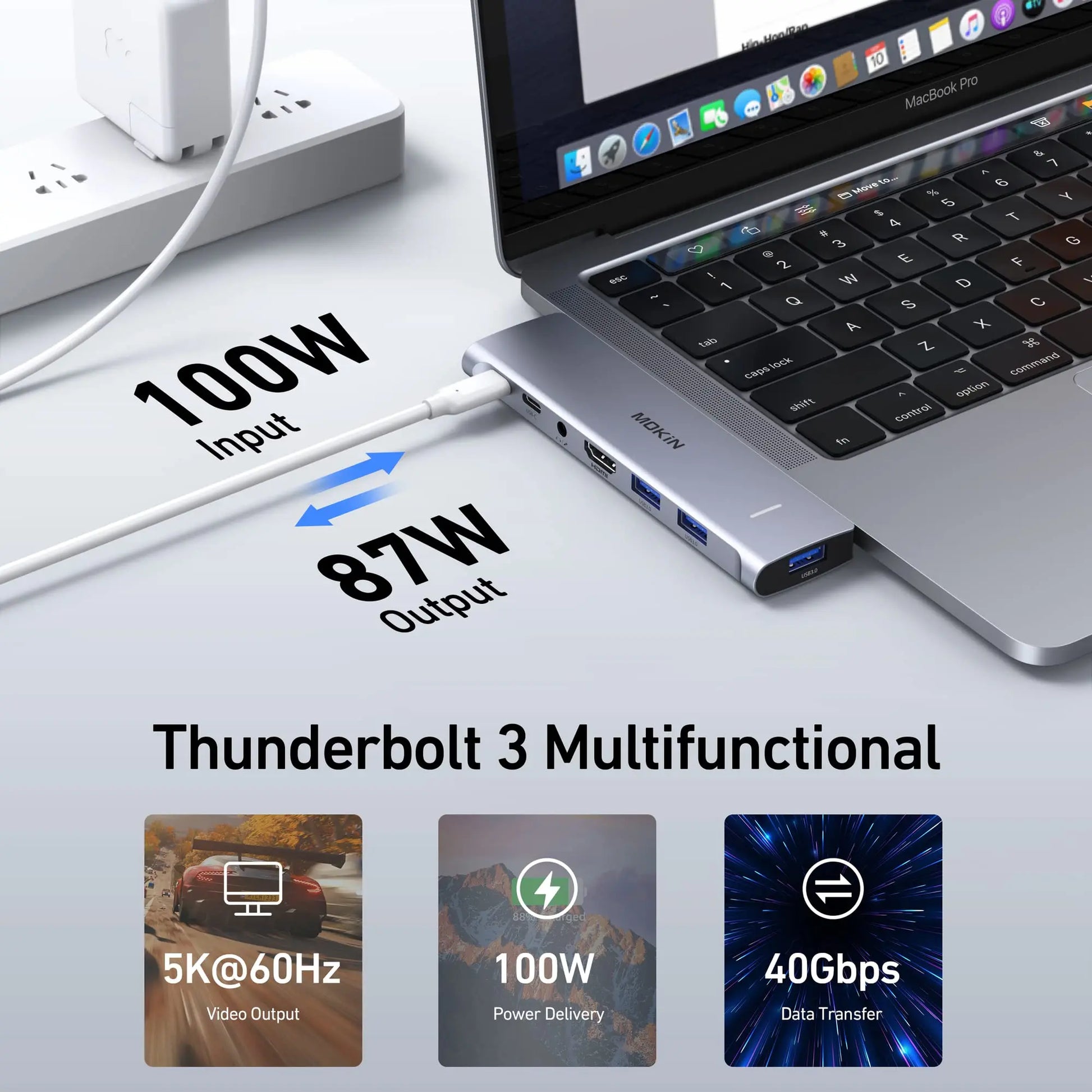 MacBook Pro Adapter,USB C Adapter for MacBook Pro/Air M1M2 2022 2021 2020 13" 15" 16",Mac Dongle with 4K HDMI,3 USB 3.0,USB C - naiveniche