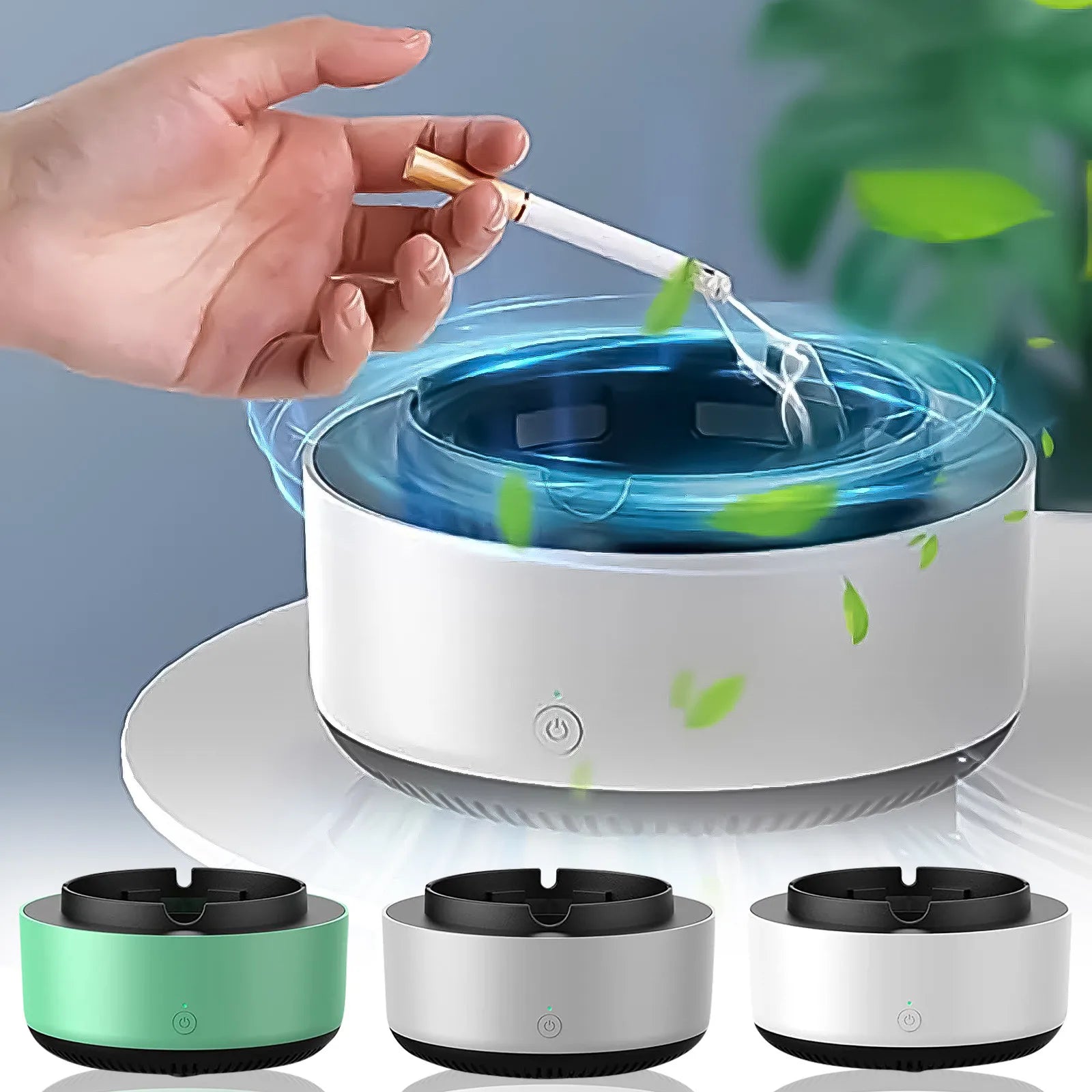 Sleek air purifier removes cigarette smoke from living room and office