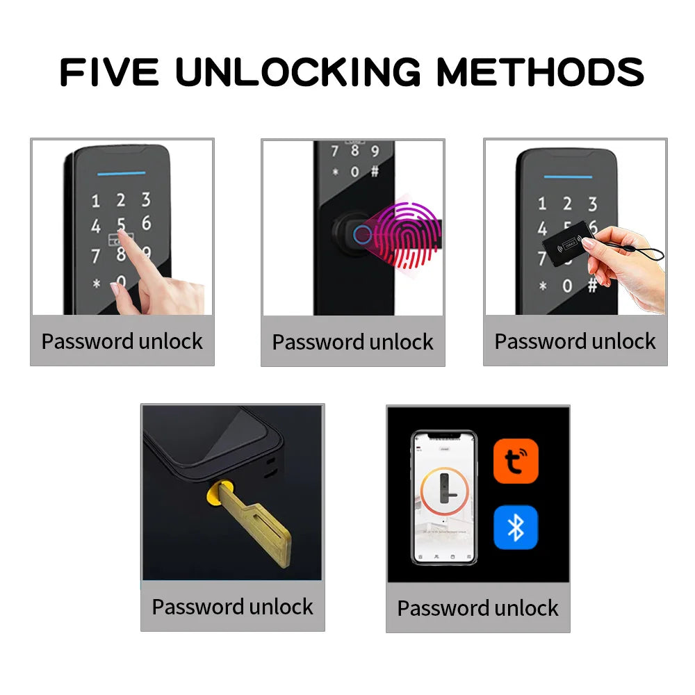 Tuya Digital Electronic Lock Smart Door Lock with Biometric Fingerprint Password Remote Control Unlocking and Keyless Entry - naiveniche