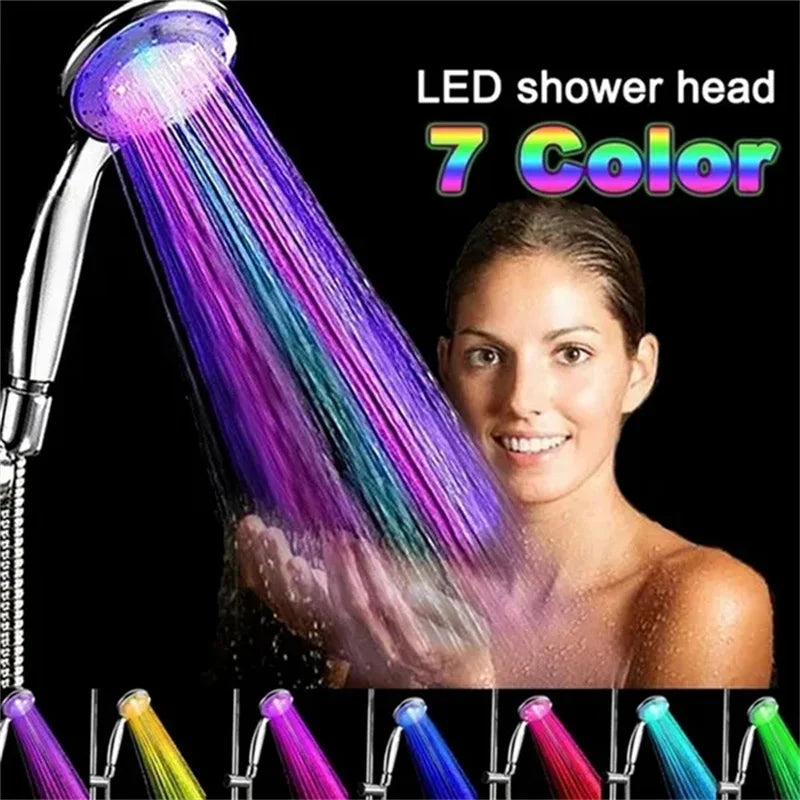 7 Colors Changing LED Shower Head Rainfall Shower Sprayer Water Saving Showerhead Bathroom Accessories Replacement Shower Head - naiveniche
