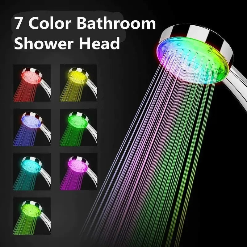 7 Colors Changing LED Shower Head Rainfall Shower Sprayer Water Saving Showerhead Bathroom Accessories Replacement Shower Head - naiveniche