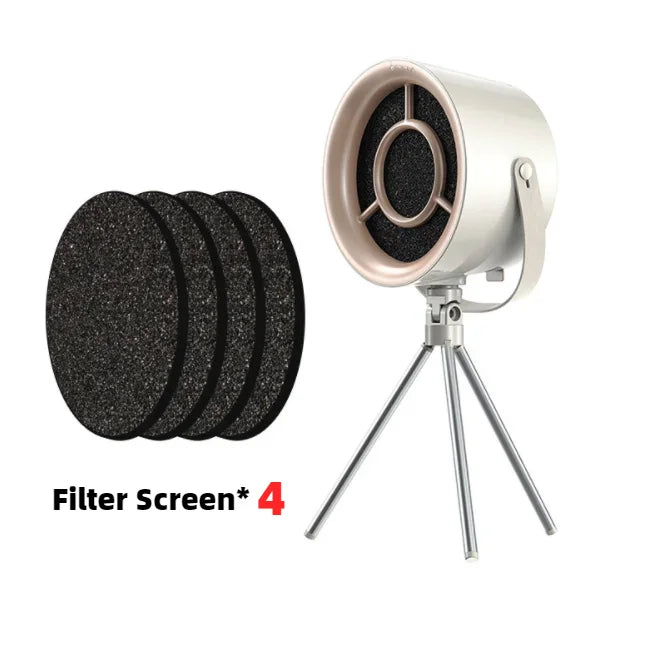 Portable USB-powered exhaust fan with adjustable suction power for kitchen or BBQ, featuring filter screens to capture debris and grease. The compact design and tripod base make it suitable for desktop use. This kitchen appliance from the NaiveNiche store offers a convenient solution for improved air circulation and ventilation.