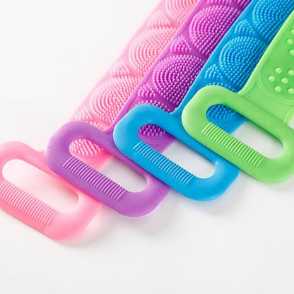 1pc Silicone Body Scrubber Bath Brush Shower Exfoliating Brush Belt Back Scrub Body Cleaner Cleaning Strap Bathroom Accessories - naiveniche