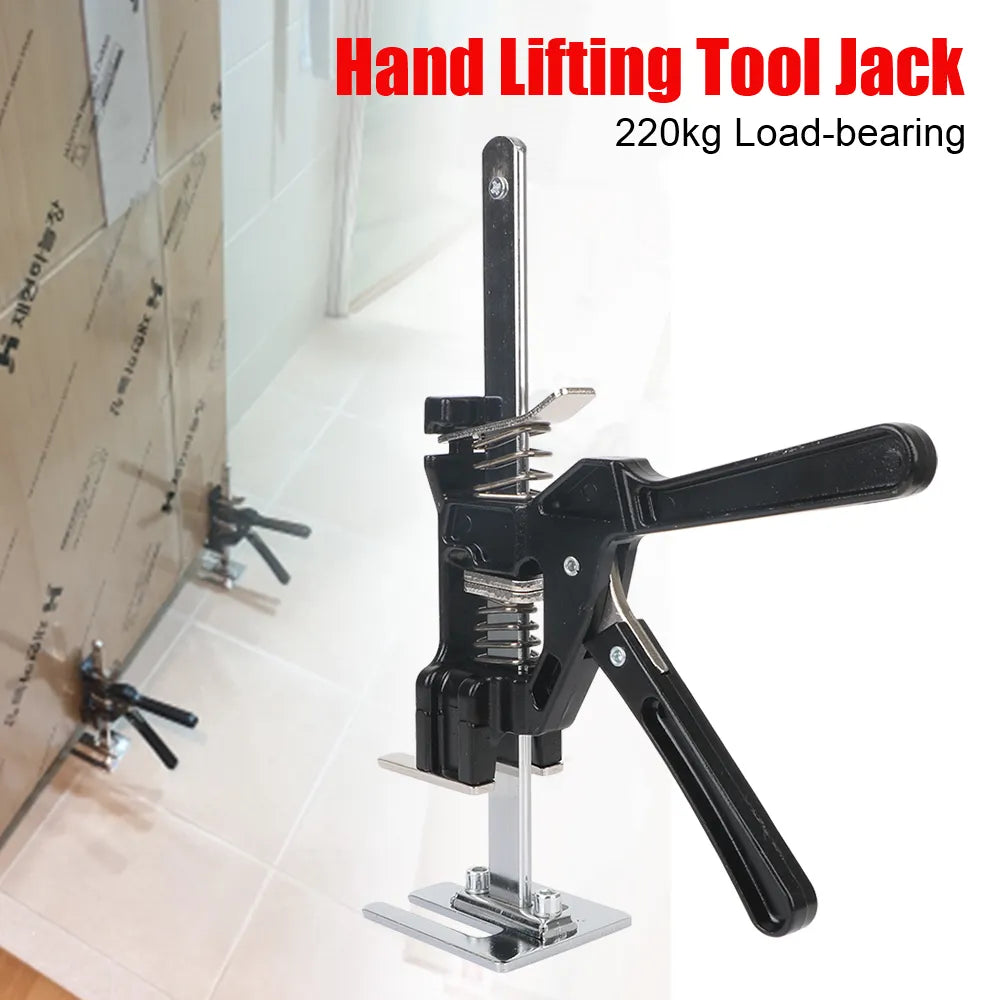 Adjustable hand lifting tool jack with 220kg load-bearing capacity for lifting and positioning drywall, panels, and other heavy construction materials.