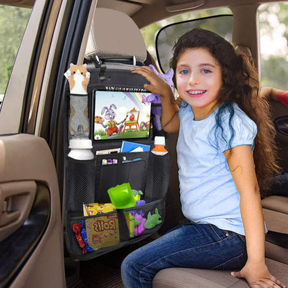 Car Backseat Organizer with Touch Screen Tablet Holder, Auto Storage Pockets, Car Seat Back Protectors, and Car Accessories for Organized Travels