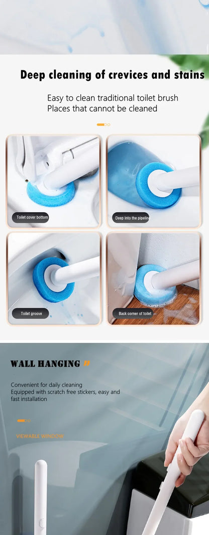Disposable Toilet Brush Wall-Mounted Cleaning Tool for Bathroom Replacement Brush Head Toilet Cleaning Brush Set Wc Accessories