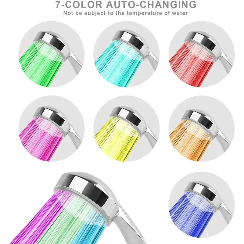 7 Colors Changing LED Shower Head Rainfall Shower Sprayer Water Saving Showerhead Bathroom Accessories Replacement Shower Head - naiveniche