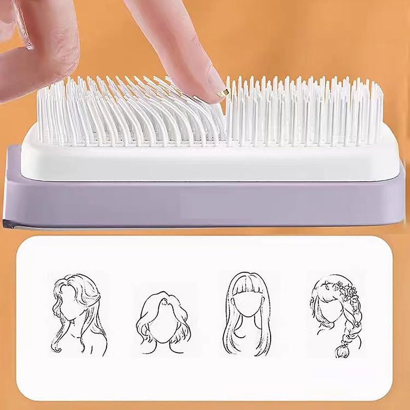 Self Cleaning Hairbrush Women Hair Brush One-key Cleaning Hair Loss Airbag Scalp Massage Comb Anti-Static Hairbrush