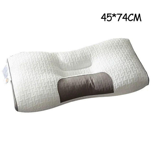 Ergonomic neck support pillow with soybean fiber filling for comfortable sleep and massage therapy