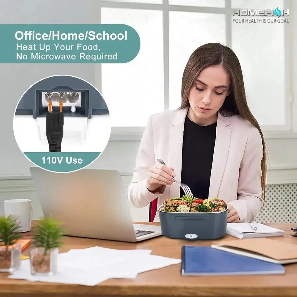 Portable 1.5L Electric Lunch Box Heater with 304 Stainless Steel Liner, No Microwave Required for Office, Home, or School Use