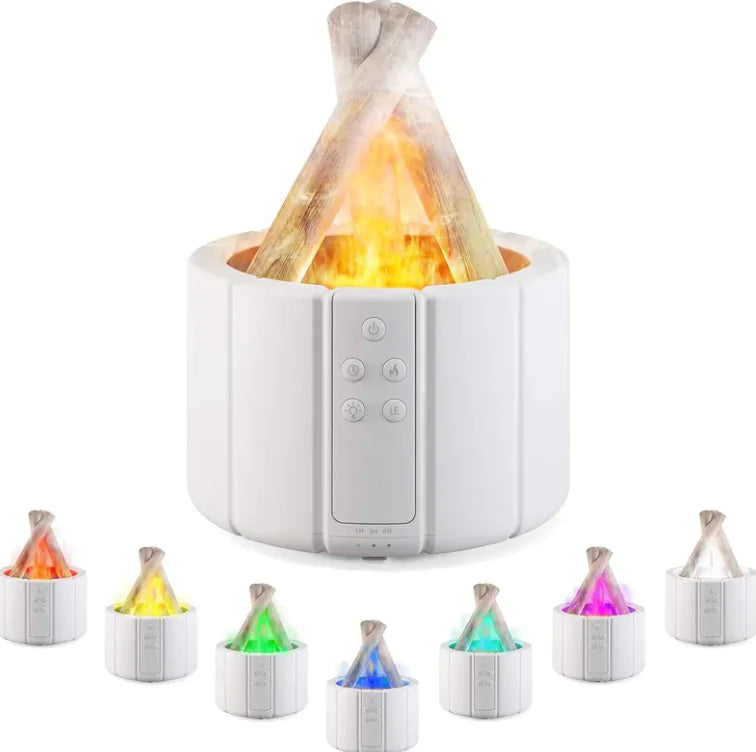 Compact Home Office Humidifier with Multicolor LED Lights - Portable desktop humidifier with adjustable mist settings and a natural Himalayan salt lamp for improving air quality and creating a relaxing ambiance in your work space.