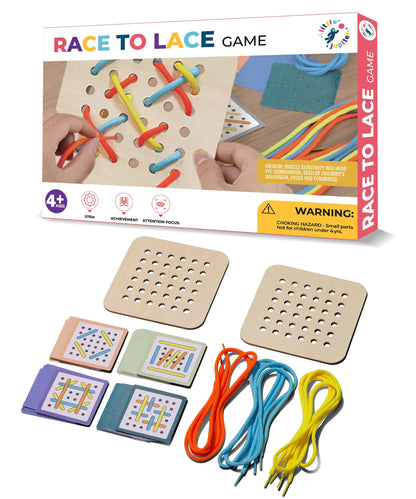 Race To Lace - Perfect Home or Travel Games for Kids and Adults - Ideal for 8-12 Years old - Solo or 2+ Players for for 4+ Years & Up - Car Games Airplane Games Family & Kids Games - Road Trip Games naiveniche