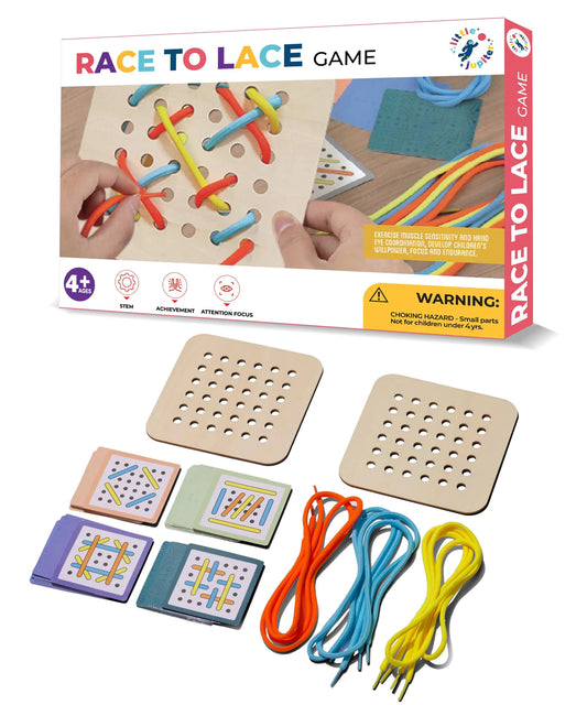 Race To Lace - Perfect Home or Travel Games for Kids and Adults - Ideal for 8-12 Years old - Solo or 2+ Players for for 4+ Years & Up - Car Games Airplane Games Family & Kids Games - Road Trip Games naiveniche