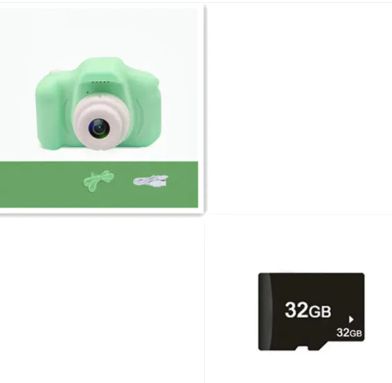 Compact kids camera in green color with 32GB memory card