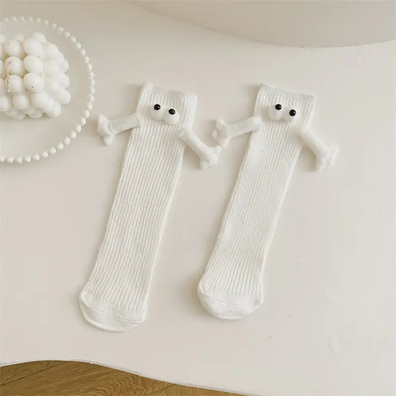 Cute Solid Color Kids' Mid-Calf Socks from NaiveNiche with Googly Eyes